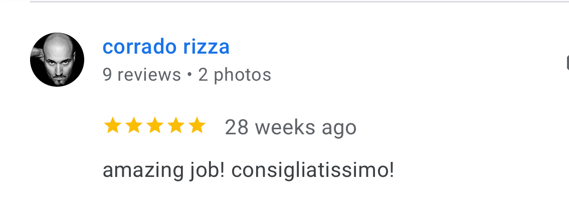 Google review from corrado rizza - 5 stars